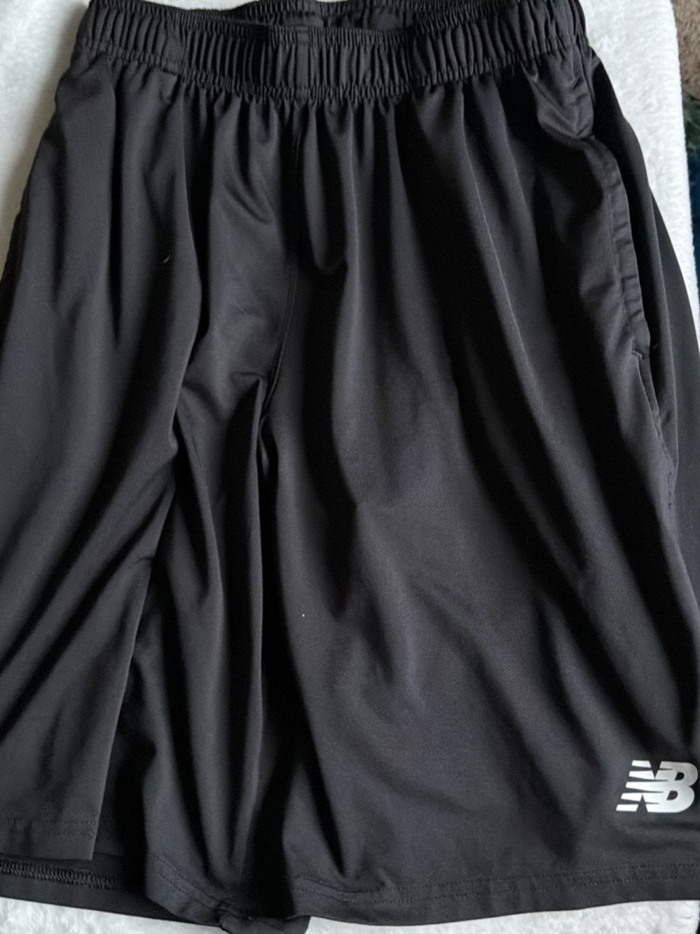 New Balance Black Athletic Shorts with White Logo